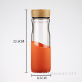 Горячая продажа прозрачная стеклянная бутылка для воды с пробкой